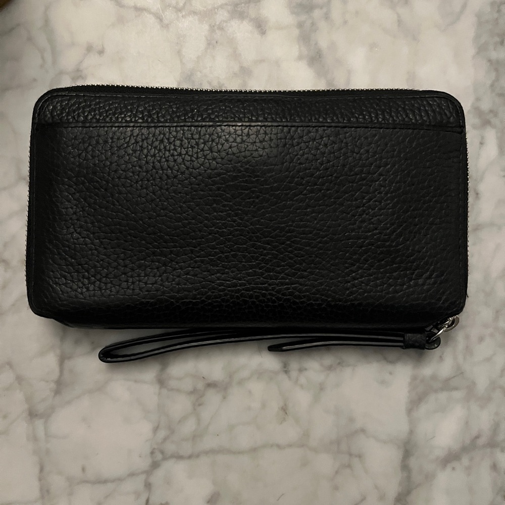 All Saints Black Pebbled Leather Wallet with phone case